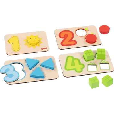 Set de 4 puzzle cu piese mari, pentru toddler, Invat numerele