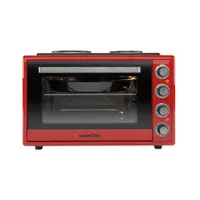 Cuptor electric NobeLTek, 60L, 2000W, plite electrice 1500w + 1000w, grill, timer, termostat, sticla dubla, ventilator, iluminare, Rosu