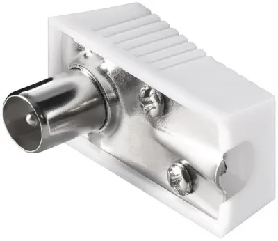Conector tata unghi 90 grade pentru antena TV (coaxial) alb 75 Ohm, KTKONPM