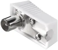 Conector tata unghi 90 grade pentru antena TV (coaxial) alb 75 Ohm, KTKONPM