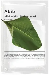 Abib Heartleaf Mască facială pe foaie Mild Acidic pH, 30 ml