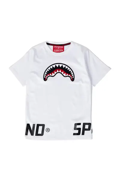 Tricou cu decolteu la baza gatului si imprimeu - Rosu/Alb/Negru