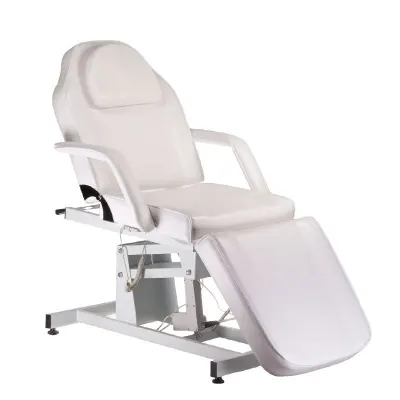 Scaun cosmetic profesional, inaltime reglabila electric, telecomanda, lungime totala 183 cm, alb