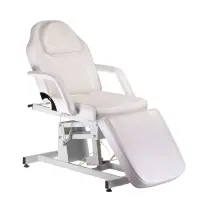 Scaun cosmetic profesional, inaltime reglabila electric, telecomanda, lungime totala 183 cm, alb