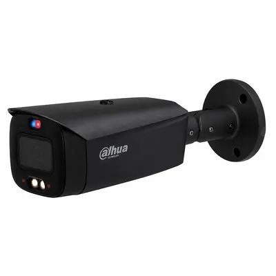 Camera supraveghere exterior IP cu iluminare duala Dahua WizSense Active Deterrence IPC-HFW3549T1-AS-PV-0280B-S5-BLACK, 5MP, lumina alba/IR 30m, 2.8mm, microfon si difuzor, AcuPick, detectie miscare, sirena, slot card, PoE, neagra