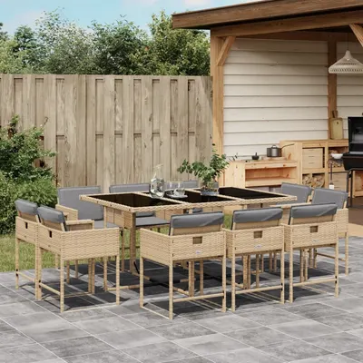 Gossi set mobilier gradina cu perne, 11 piese bej combinat poliratan