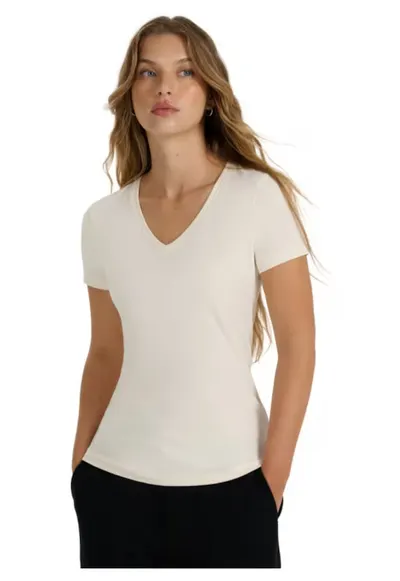 Tricou dama F2969 crem - design modern
