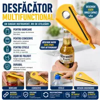 Desfacator multifunctional pentru conserve/sticle/borcane, ABS/Cauciuc, Galben