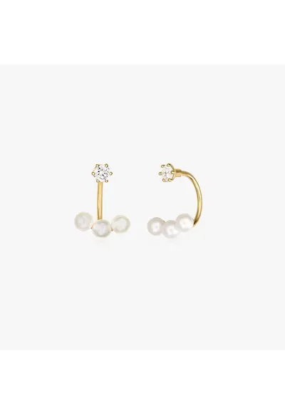Cercei din aur Trio Ear Jacket - Perle naturale