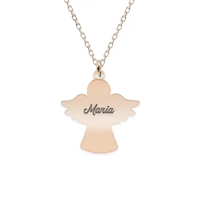 Angelino - Colier personalizat ingeras din argint 925 placat cu aur roz
