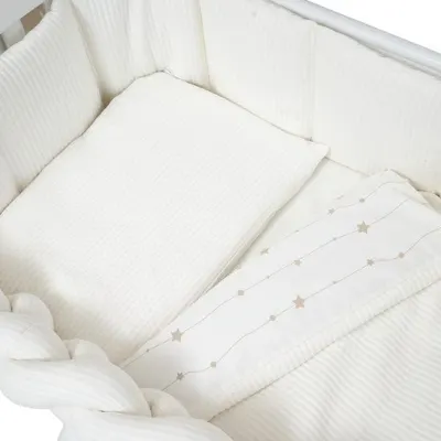 Set lenjerie de pat pentru copii Twins Cotton 7 piese 100 bumbac ivory