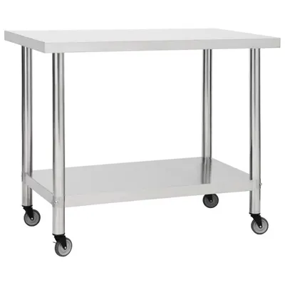 Gossi masa de lucru bucatarie cu roti, 100x45x85 cm, otel inoxidabil