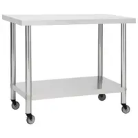 Gossi masa de lucru bucatarie cu roti, 100x45x85 cm, otel inoxidabil