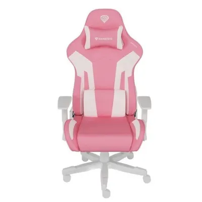 Scaun Gaming Genesis Nitro 710, Piele Ecologică, Reglabil pe Înălțime, Spătar 135°, Manere 2D, 150 kg, Piston Gaz Clasa 4, Roz/Alb