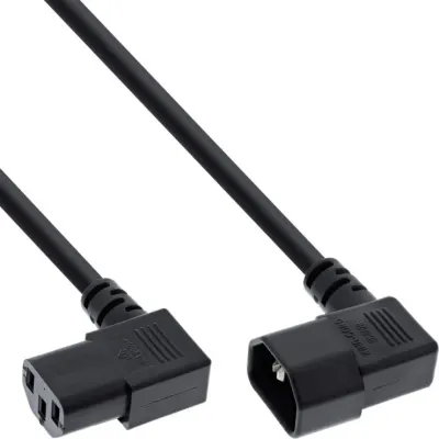 Cablu prelungitor C13 la C14 unghi 90 grade 3m Negru, InLine 16630A