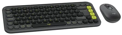 Set tastatură și mouse Logitech - POP ICON COMBO, fără fir, Graphite & Green
