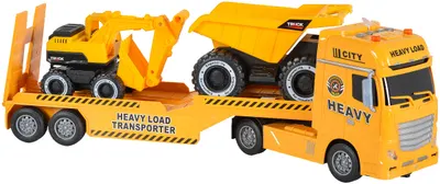 Set de joacă Jin Jia Toys - Transportor auto cu excavator si autobasculante