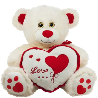Jucărie de pluș Amek Toys - Ursuleț de pluș cu inimă, 45 cm