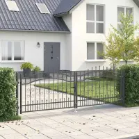 vidaXL Poartă din Gard cu Vârf de Lancă KAMPEN 305 x 100 cm Gri Blocat