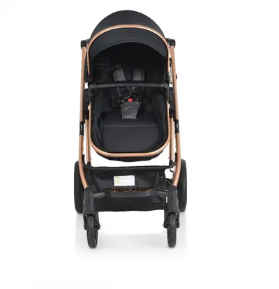 Carucior transformabil 2in1 Moni Thira Black cu cadru din aluminiu,Greutate admisa 22 kg,Capotina reglabila,Maner reglabil din piele ecologica,Bara de protectie detasabila,Centura de siguranta,Husa picioare si Geanta incluse