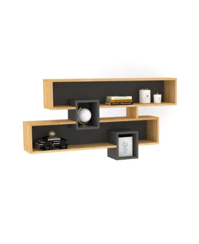 Raft suspendat KAREN, stejar safir + antracit, 120x22x72,2 cm