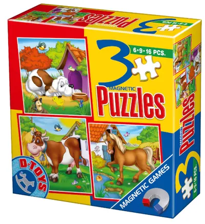 Set 3 puzzle-uri magnetice - Animale