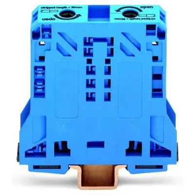 2-conductor through terminal block; 50 mm²; lateral marker slots; only for DIN 35 x 15 rail; POWER CAGE CLAMP; 50,00 mm²; blue