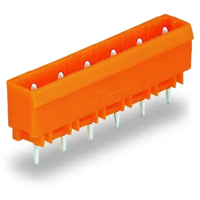 THT male header; 1.2 x 1.2 mm solder pin; straight; Pin spacing 7.62 mm; 3-pole; orange