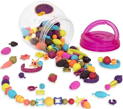 Set creativ Battat - Margele multicolore Pop Art, 150 de bucati