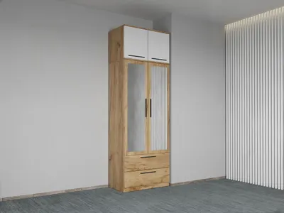 Dulap dormitor Stejar+Alb 2U cu oglinda+suprapozabil - Madrid