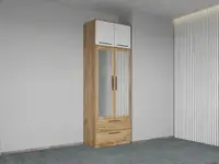 Dulap dormitor Stejar+Alb 2U cu oglinda+suprapozabil - Madrid