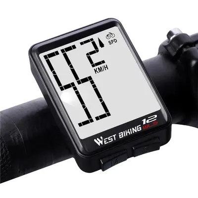 Ciclocomputer biciclete de oraș ecran retroiluminat, multifuncțional, negru