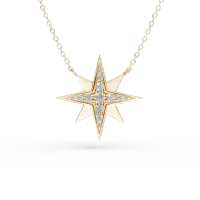 Lant cu pandantiv stea din aur galben cu diamante de 0.22ct