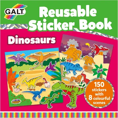 Carte cu stickere Galt - Dinozauri, 150 stickere reutilizabile