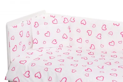 Set aparatori laterale pentru patut 120 x 60 cm Inimioare roz