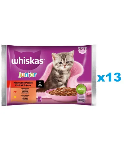 Plicuri WHISKAS Junior 52x85g Classic Meals in sos cu vita si pui