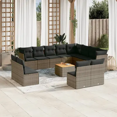 Gossi set mobilier de gradina cu perne, 13 piese, gri, poliratan
