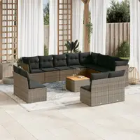 Gossi set mobilier de gradina cu perne, 13 piese, gri, poliratan