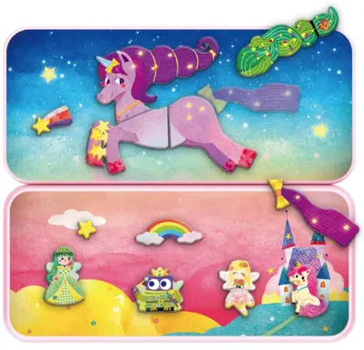 Puzzle magnetic in cutie metalica - Unicorni, 30 piese