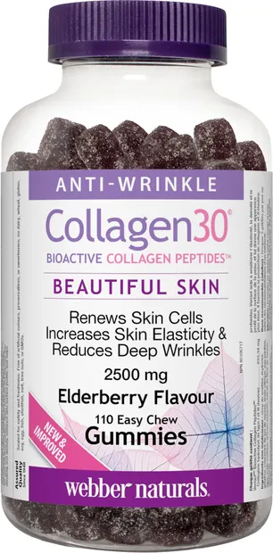 Collagen30 Bioactive Collagen Peptides, 110 tablete de jeleu, Webber Naturals