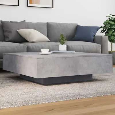 vidaXL Măsuță de cafea cu lumini LED, gri beton, 100x100x31 cm