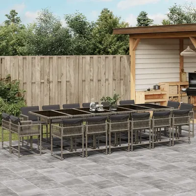 Gossi set mobilier de gradina cu perne, 17 piese, gri, poliratan