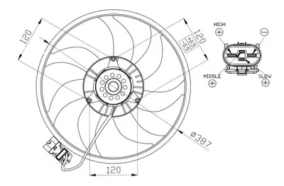 Ventilator radiator potrivit OPEL COMBO TOUR, COMBO MINIVAN, CORSA C, CORSA C HATCHBACK, TIGRA 1.3D 1.7D 06.03