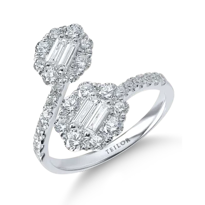 Inel deschis din aur alb cu diamante de 1.4ct