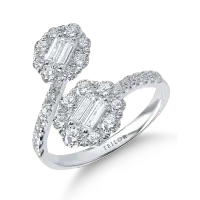 Inel deschis din aur alb cu diamante de 1.4ct