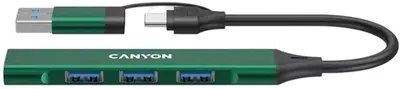 Hub USB Canyon - TDS02GR Hub, 4 porturi, USB-A, USB-C, verde