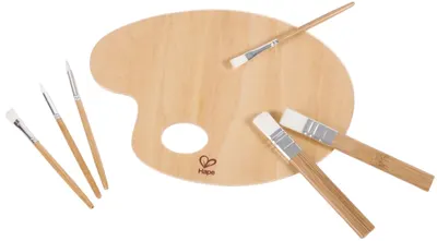 Set creativ Hape International - Paletă și pensule, 7 piese