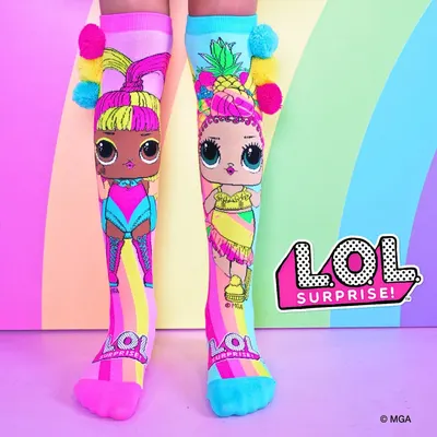 Șosete lungi colorate Madmia pentru fete LOL Chica&Glow 3-5 ani