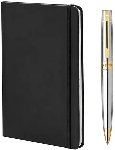 Set de pixuri Sheaffer 300 - Bright Chrome, cu un caiet