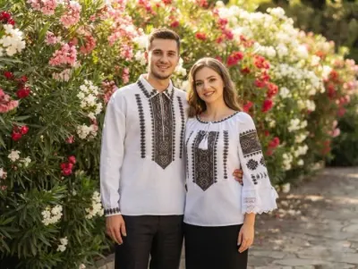 Set Traditional Cuplu 657 Camasi traditionale cu broderie